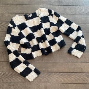 Moon River Black and White Textured Cardigan